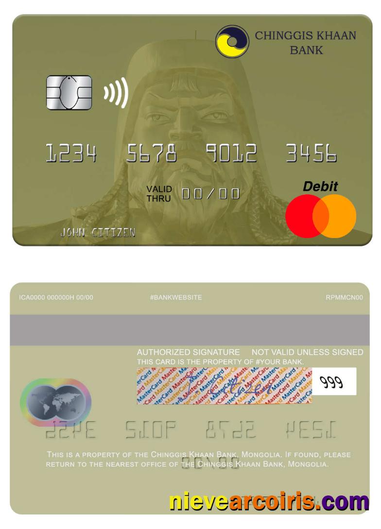 Mongolia Chinggis Khaan Bank mastercard